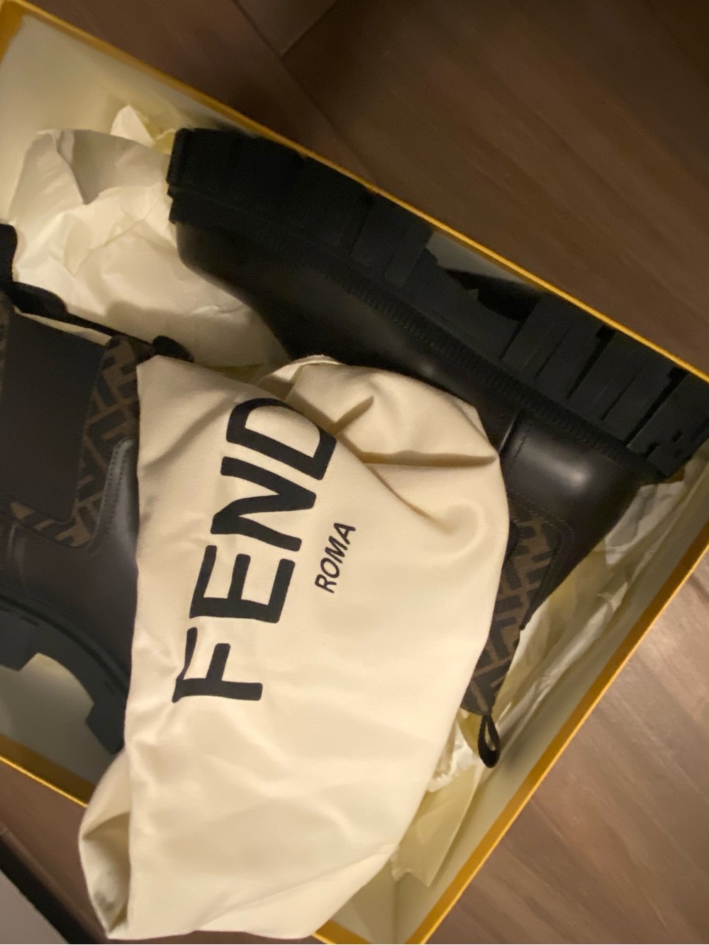 Fendi Men Motif Chelsea Lug Sole Boots in Dark Brown - Picture 9 of 10